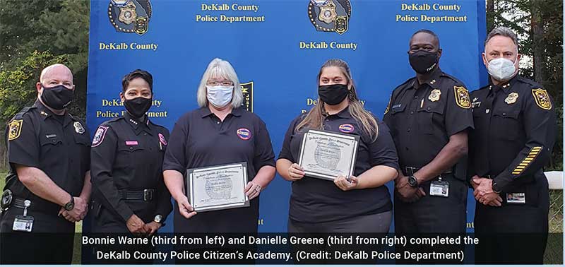 Bonnie Warne and Danielle Greene complete the DeKalb Police Citizen's Academy.