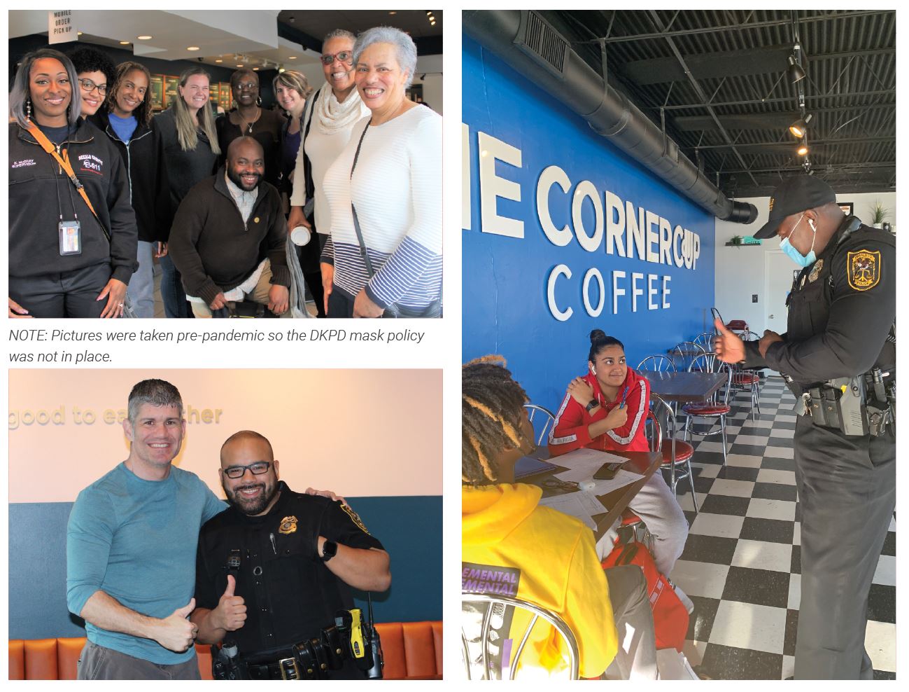 Photos of past Coffee with a Cop events. 