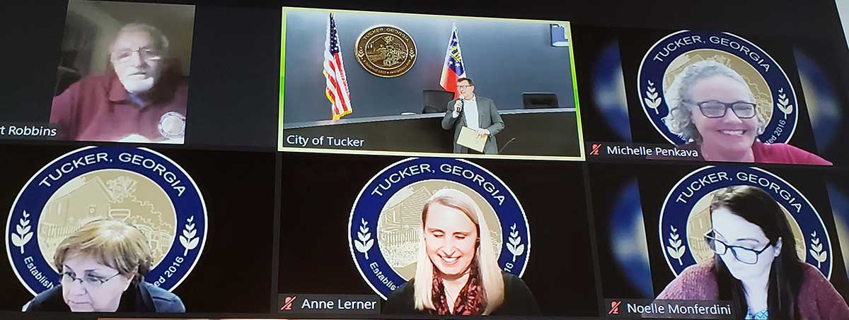 Tucker City Council holds meeting via Zoom.