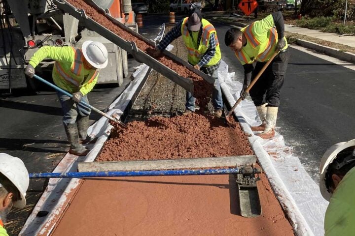 Road work at the median of Brockett road