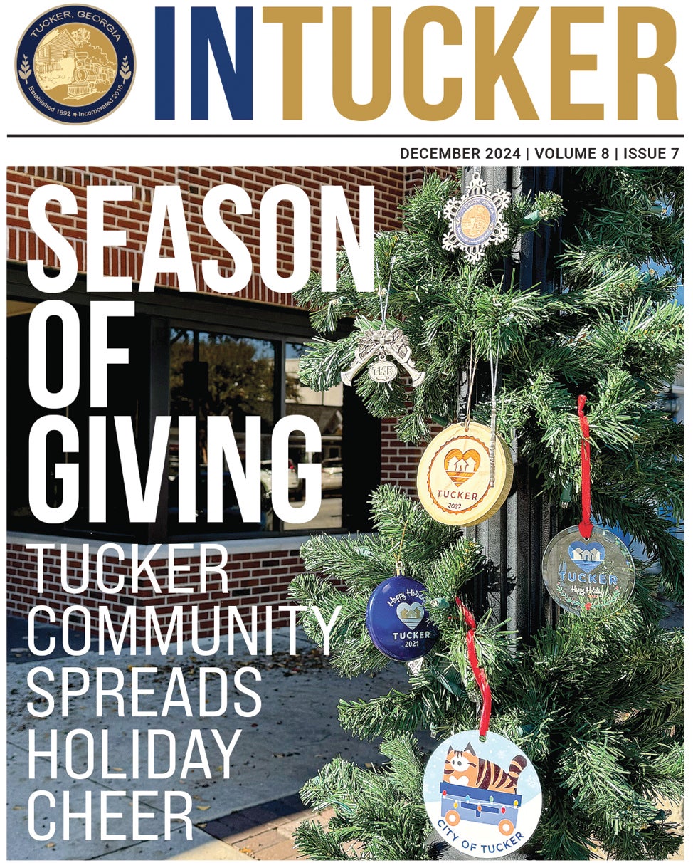 InTucker Cover of December 2024 shows a collection ornaments issued by the City of Tucker.