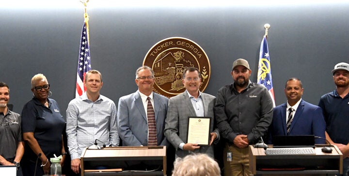 Mayor Auman presents a proclamation in celebration of Public Works Week.