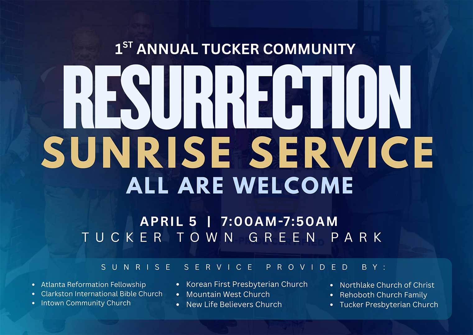 Sunrise service at Tucker Town Green.