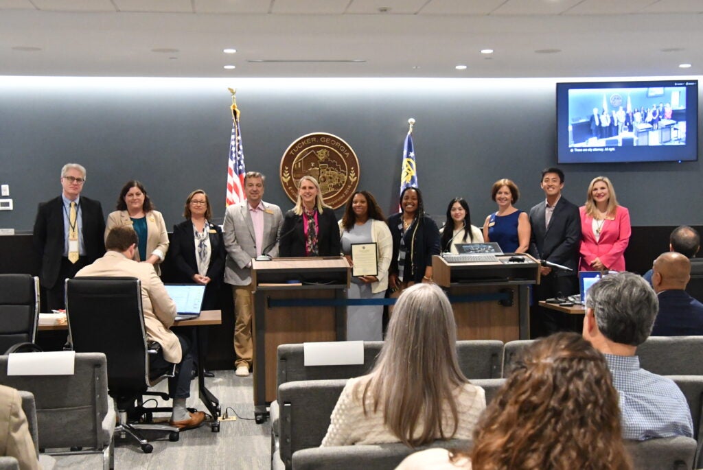The Mayor and Council pose with Municipal Court staff in recognition of the proclamation for Municipal Court Clerks Week.