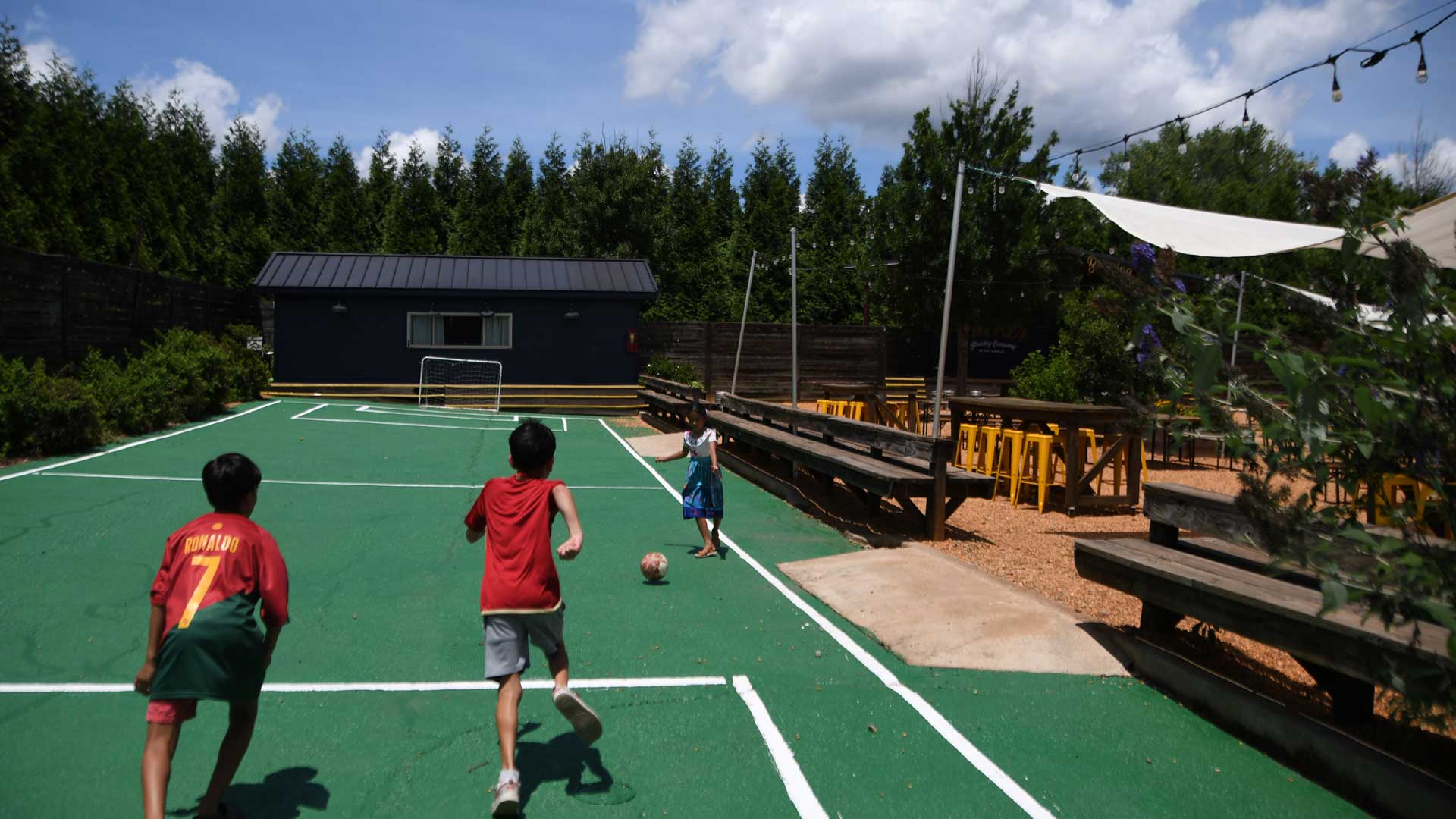 Kids playing soccer at TBC.