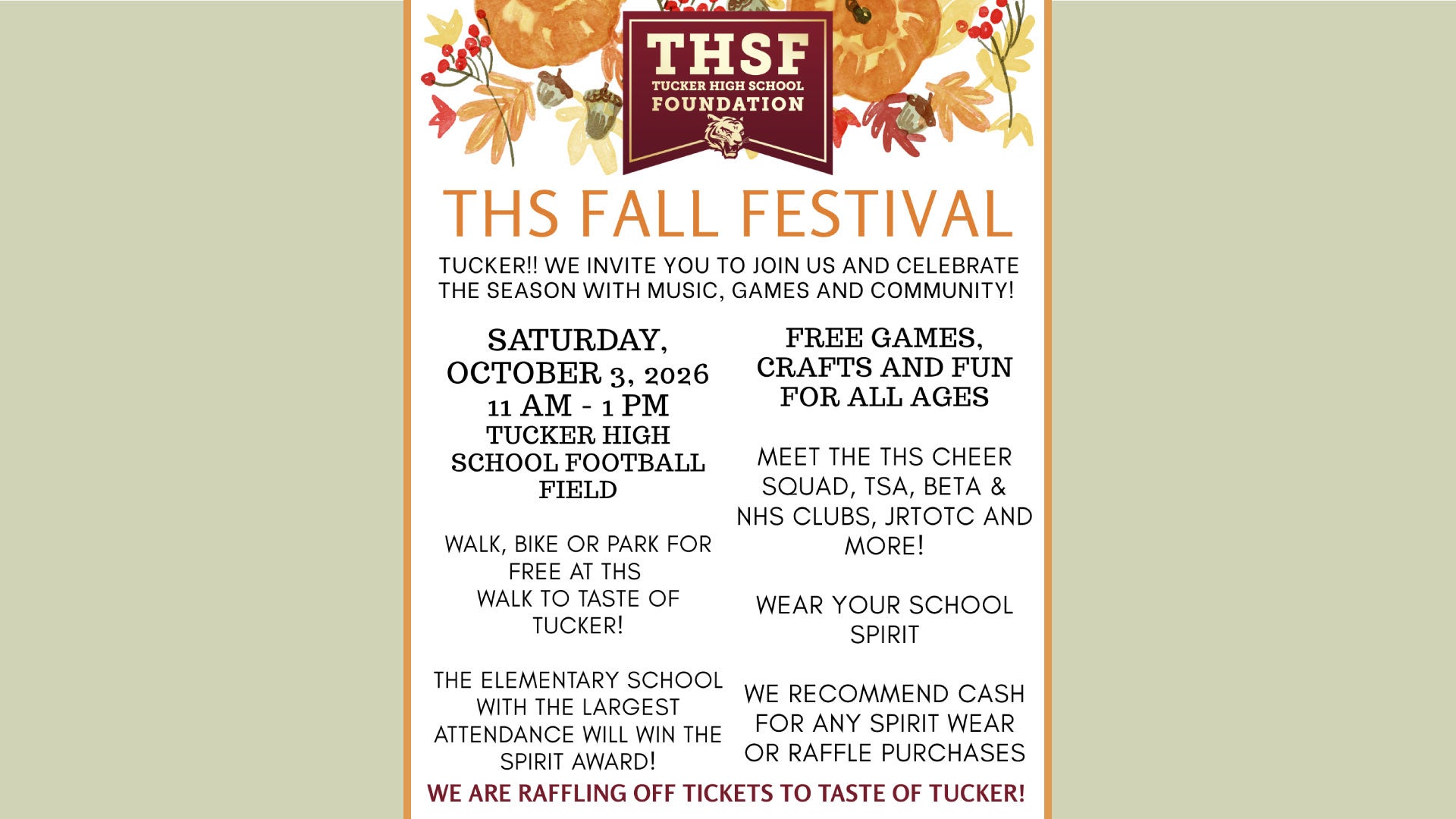 THS Fall Festival flyer.