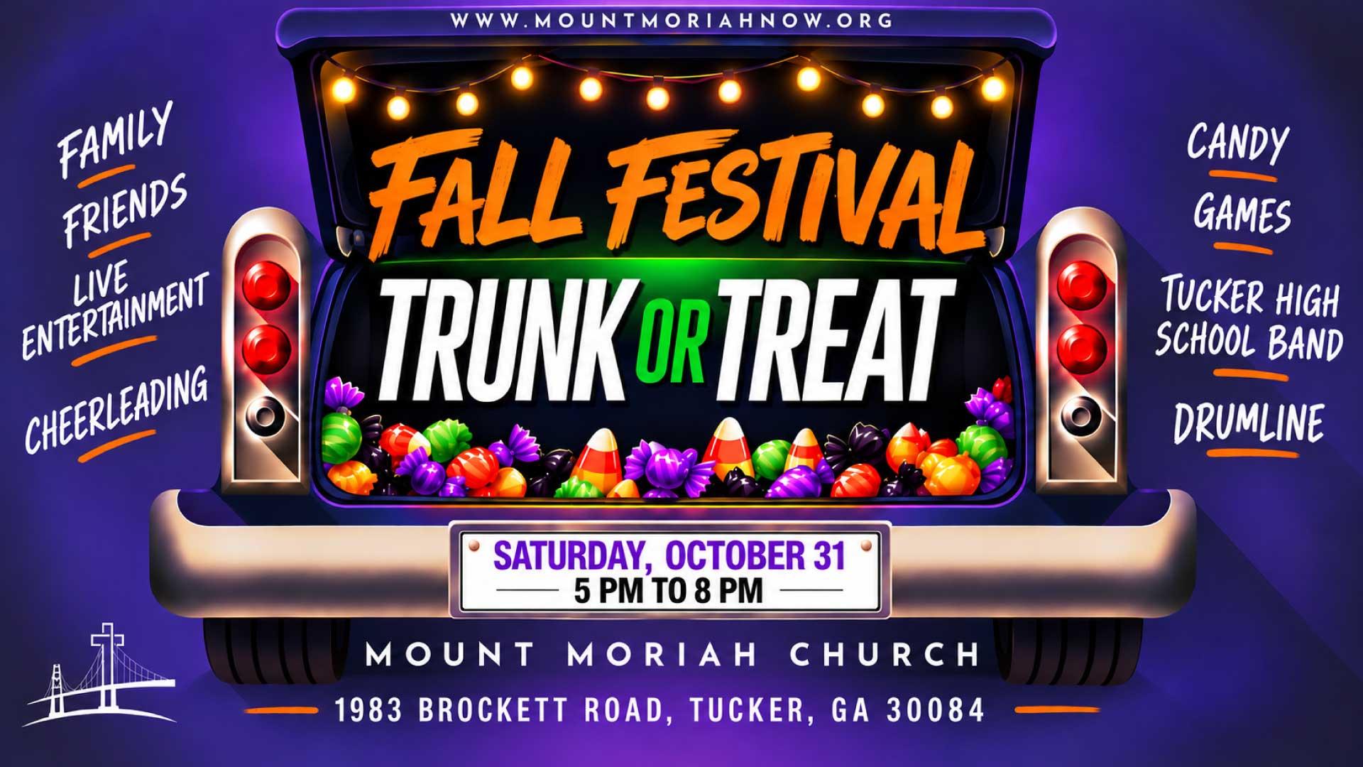 Mount Moriah Fall Festival October 31, 5-8 pm.