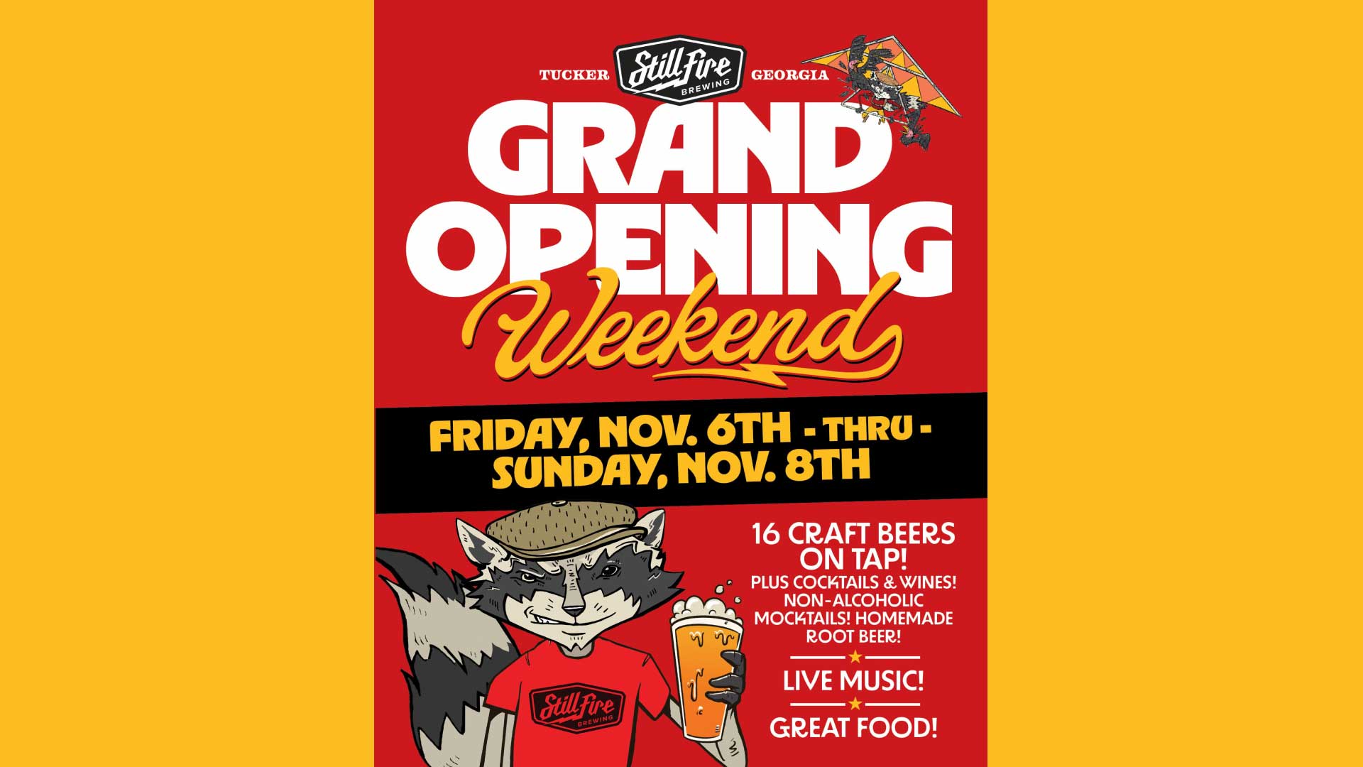 StillFire Brewing Tucker hosts their Grand Opening Weekend, November 6-8, 2026 at 2316 Main Steet, Tucker.